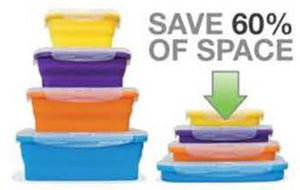 4 piece Rectangle Flat Stack Containers