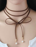 Fashionable Choker Necklace - Brown