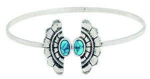 Retro Antique Silver Plated Turquise Metal Bracelet