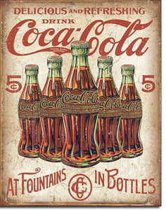 Coke – 5 Bottles Retro Tin Sign