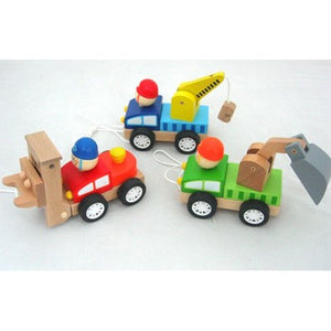 Wooden Pull Along Construction Vehicles