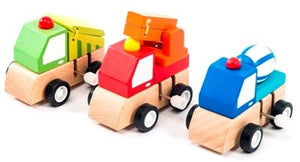 Wooden Wind-Up Truck - Ready-Mix, Garbage Collection or Fire truck
