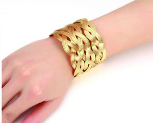 Gold Plated Wave Entwined Cuff Bangles