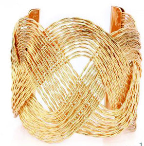 Gold Plated Wave Twisted Cuff Bracelet