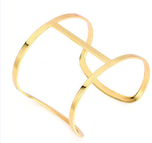 Simple Elegant Gold Plated Cutout Cuff Bracelet