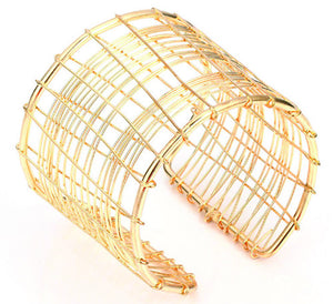 Euro Fashion Metal Net Cuff Bangles Bracelet - Gold