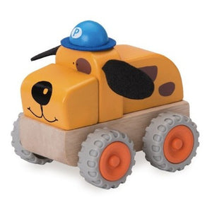 Wooden Toy Police Dog Car