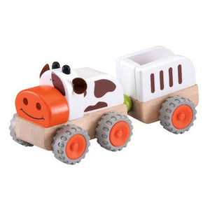 Wonderworld's Wooden Moo Moo Tractor with Trailer